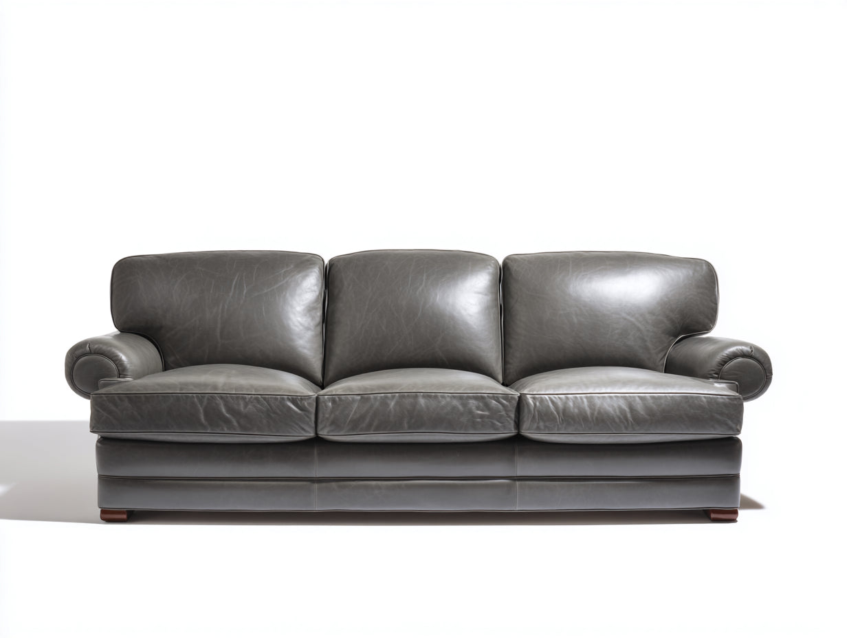 3 Sitzer Sofas Lederoptik 225x92x82 cm - Dunkelgrau - Klassisches Wohnzimmerdesign