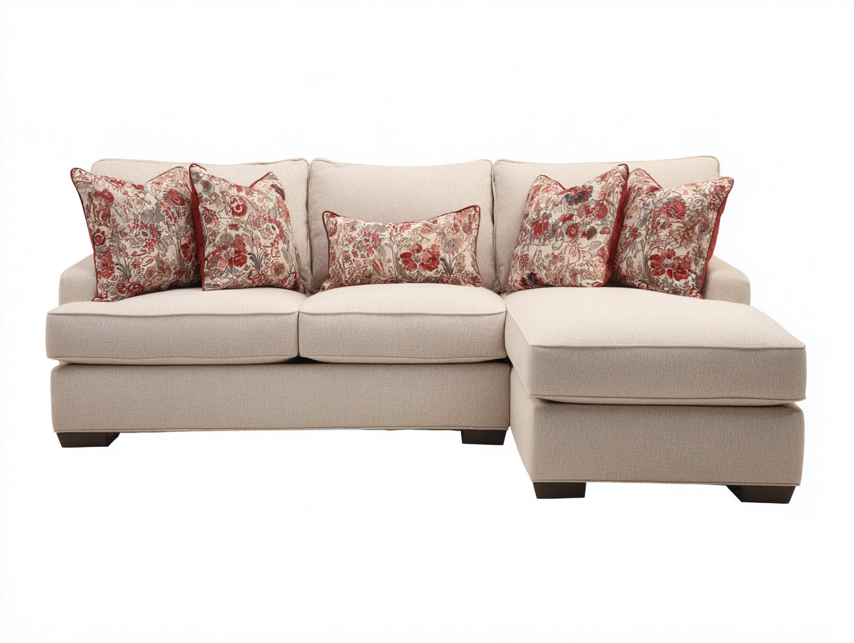 Ecksofa Stoff 260x170x84 cm - Beige - Modernes Wohnzimmerdesign