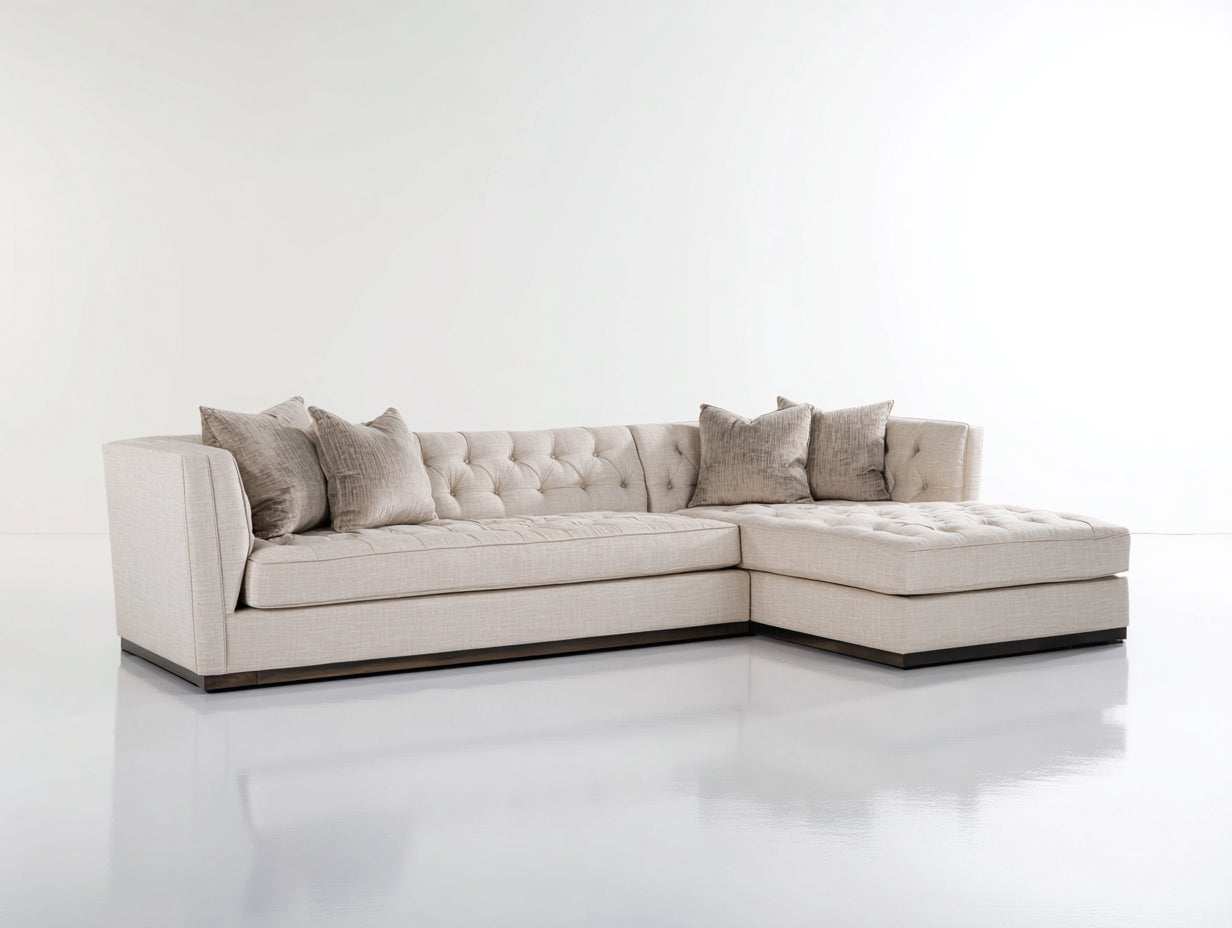 Ecksofa Stoff 300x185x78 cm - Beige - Modernes Wohnzimmerdesign