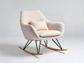Schaukelstühle Bouclé Stoff und Metall 82x72x90 cm - Creme-Schwarz-Natur - moderner Relax-Stil für Wohnzimmer