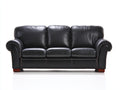 3 Sitzer Sofas Kunstlederoptik 218x90x82 cm schwarz für Wohnzimmer - klassisch mit Rollarmlehnen