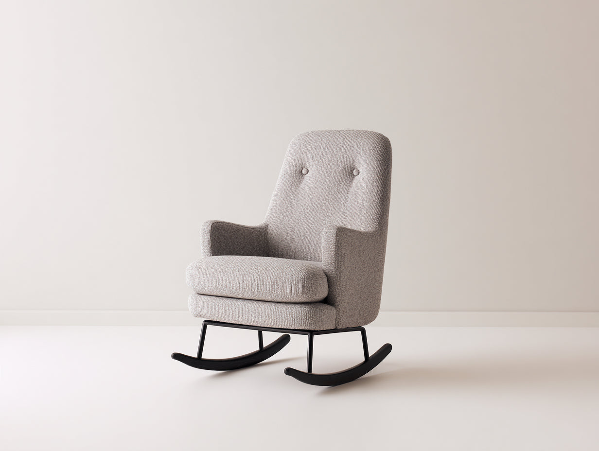 Schaukelstühle Stoff und Metall 88x72x105 cm - Beige-Schwarz - Moderner Lesesessel
