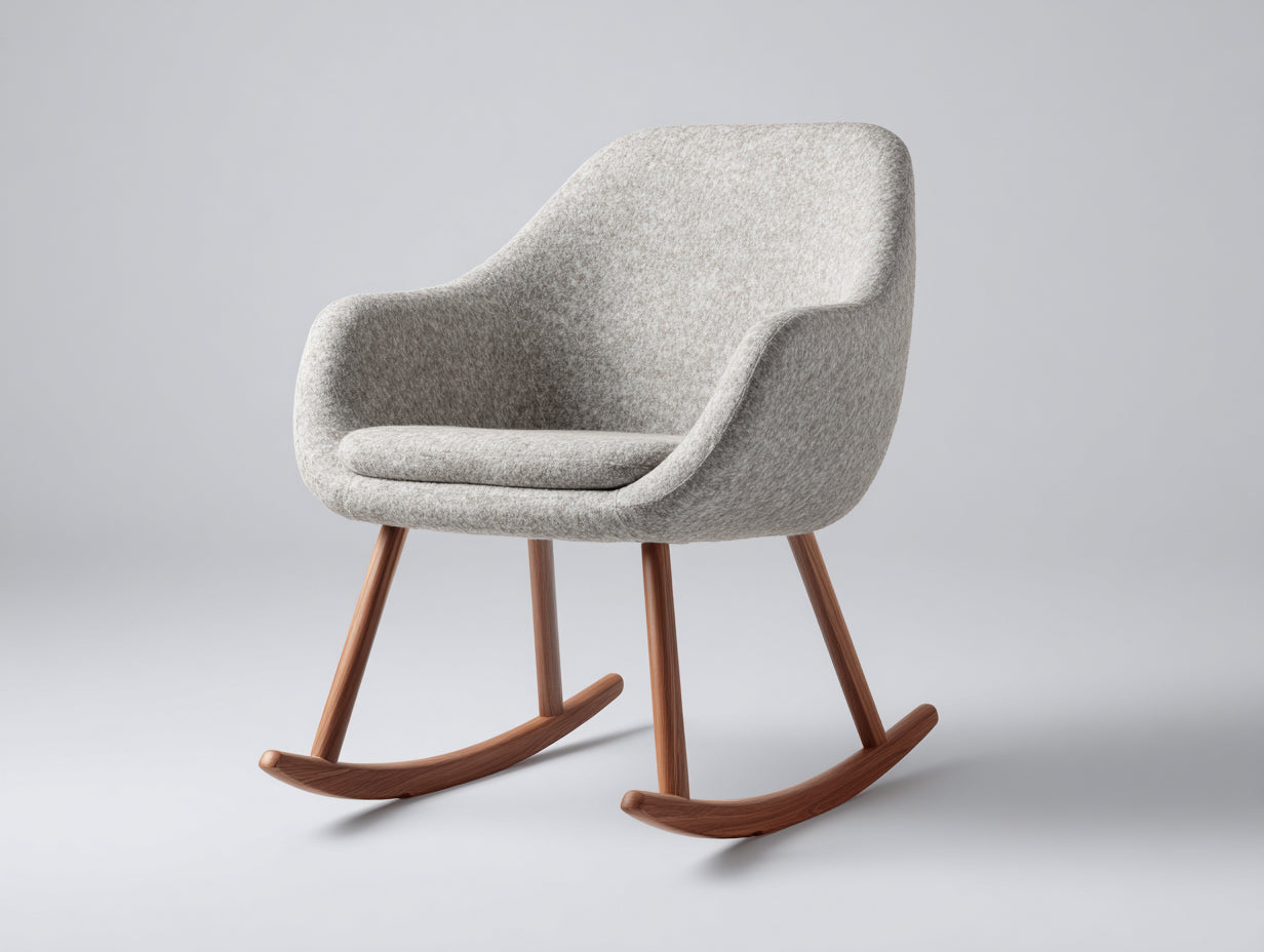 Schaukelstühle Stoff und Holz 78x74x89 cm - Hellgrau-Braun - Moderner Loungestuhl