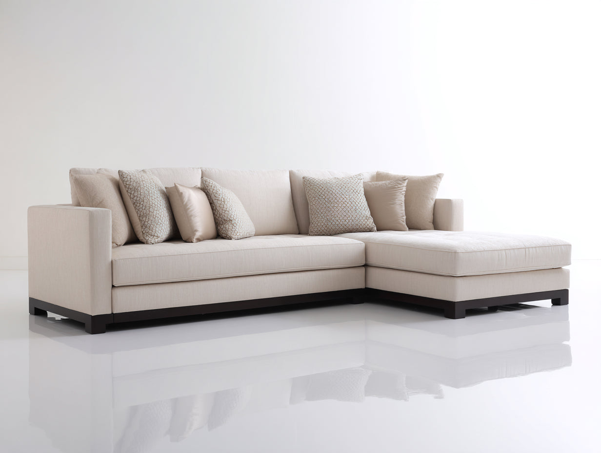 Ecksofa Webstoff 285x165x78 cm beige für Wohnzimmer - modern mit breiter Liegefläche