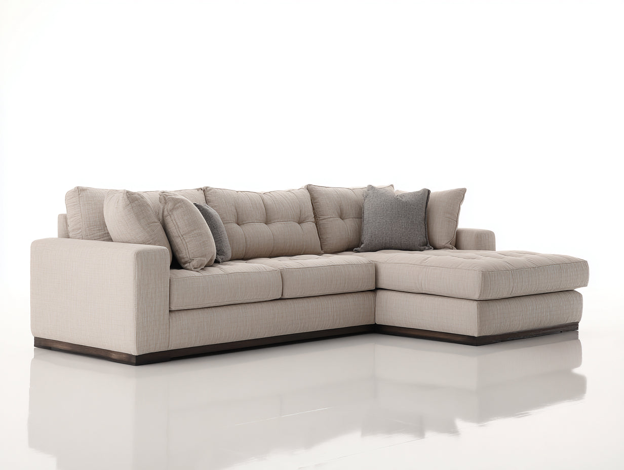 Ecksofa Webstoff 285x165x80 cm beige für Wohnzimmer - modern mit breiter Liegefläche