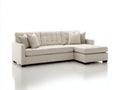 Ecksofa aus Strukturstoff 255 x 165 x 86 cm - Beige Dunkelbraun - Modernes Design mit Ottomane und Knopfheftung für das Wohnzimmer