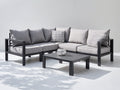 Gartensofa Aluminium und Webstoff 250x250x70 cm grau für Garten und Terrasse - L-Form mit Couchtisch