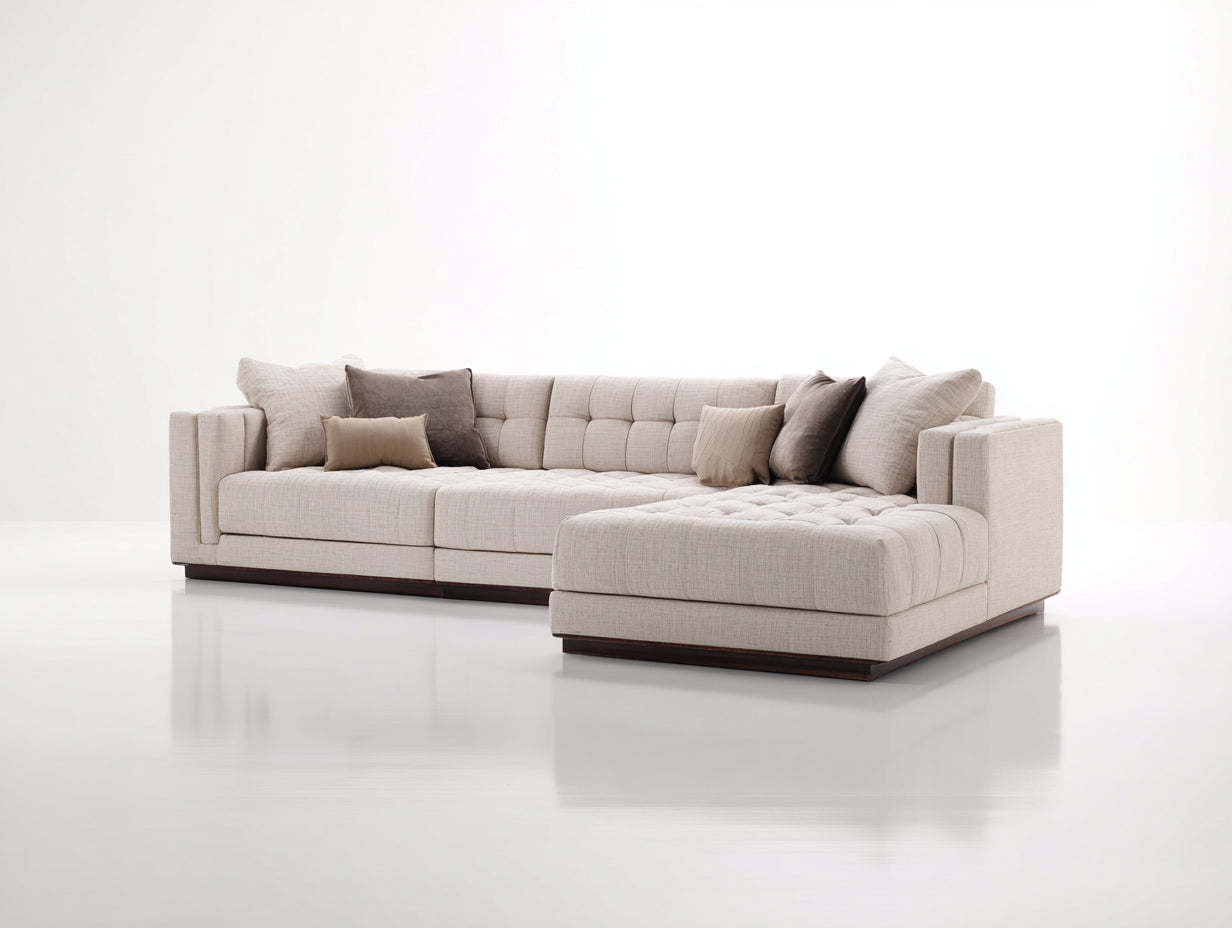 Ecksofa Stoff 280x190x82 cm - Beige - moderner Lounge-Stil für Wohnzimmer