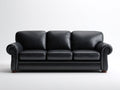 3 Sitzer Sofas Kunstlederoptik 220x88x80 cm schwarz für Wohnzimmer - klassisch mit Rollarmlehnen
