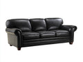 3 Sitzer Sofas aus Kunstleder 224 x 96 x 90 cm - Schwarz Dunkelbraun - Klassisches Design mit gerollten Armlehnen für das Wohnzimmer