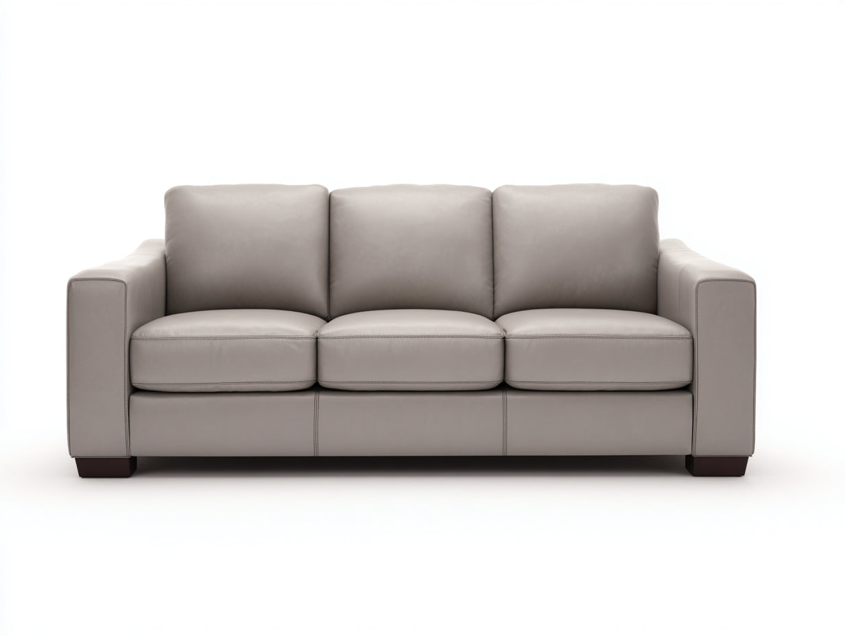 3 Sitzer Sofas Kunstleder 210x86x82 cm - Taupe-Dunkelbraun - Gerade Form für Wohnzimmer
