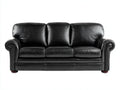 3 Sitzer Sofas Kunstlederoptik 204x89x84 cm - Schwarz und Dunkelbraun - mit Rollarmlehnen