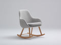 Schaukelstühle Bouclé Stoff und Holz 78x68x88 cm - Hellgrau-Natur - moderner Entspannungsstil für Wohnzimmer