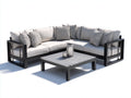 Gartensofa Aluminium und Stoff 260x260x78 cm - Beige-Schwarz-Grau - moderner Outdoor-Lounge-Stil für Terrasse
