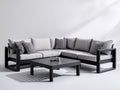 Gartensofa Set aus Metall und Strukturstoff 270 x 270 x 78 cm - Schwarz Hellgrau - Quadratisches Eckdesign mit Gartentisch für Terrasse und Garten