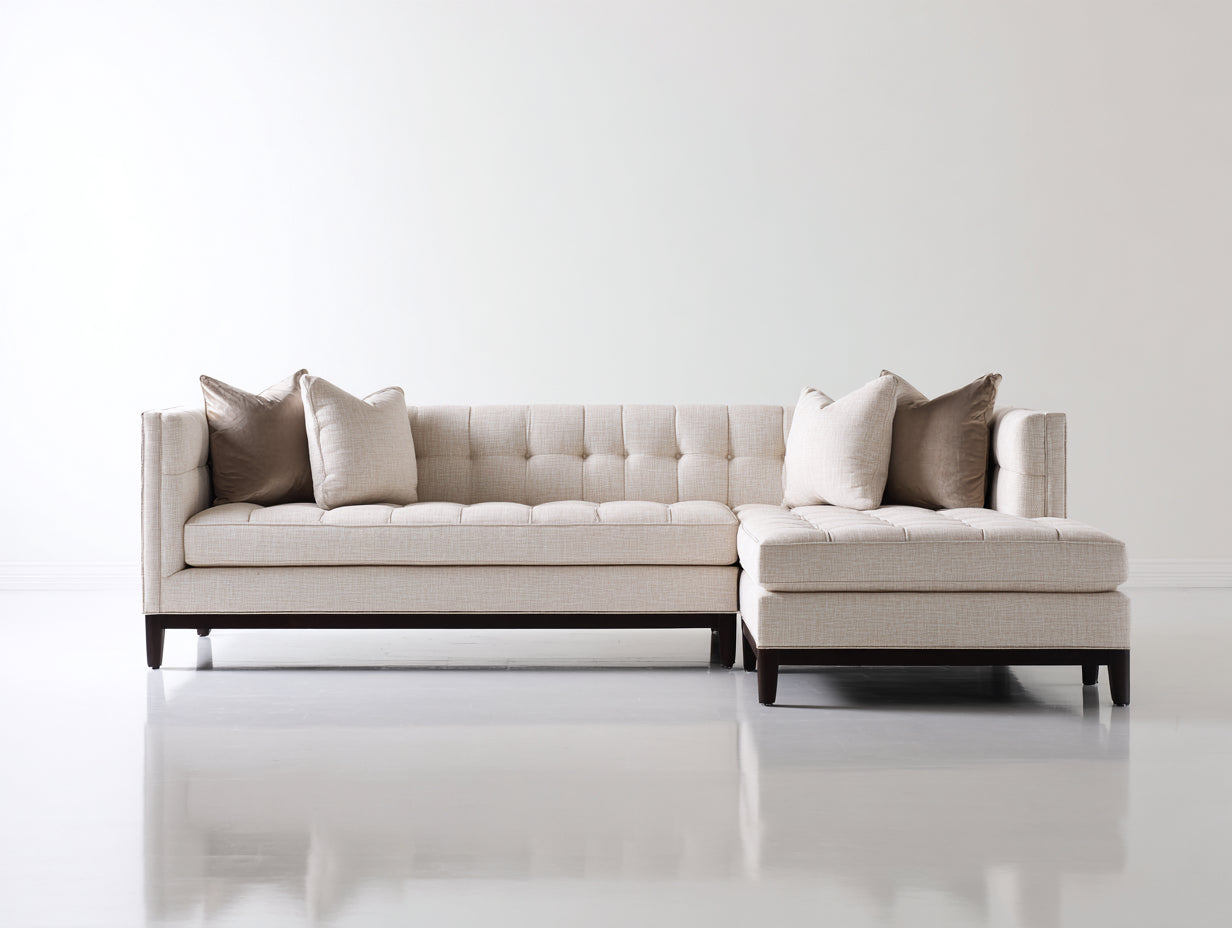 Ecksofa aus Stoff 275 x 180 x 82 cm - Beige und Dunkelbraun - Modernes Design mit Ottomane