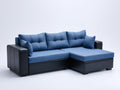 Ecksofa aus Stoff und Kunstleder 245 x 165 x 86 cm - Blau und Schwarz - Modernes Design mit Liegefläche