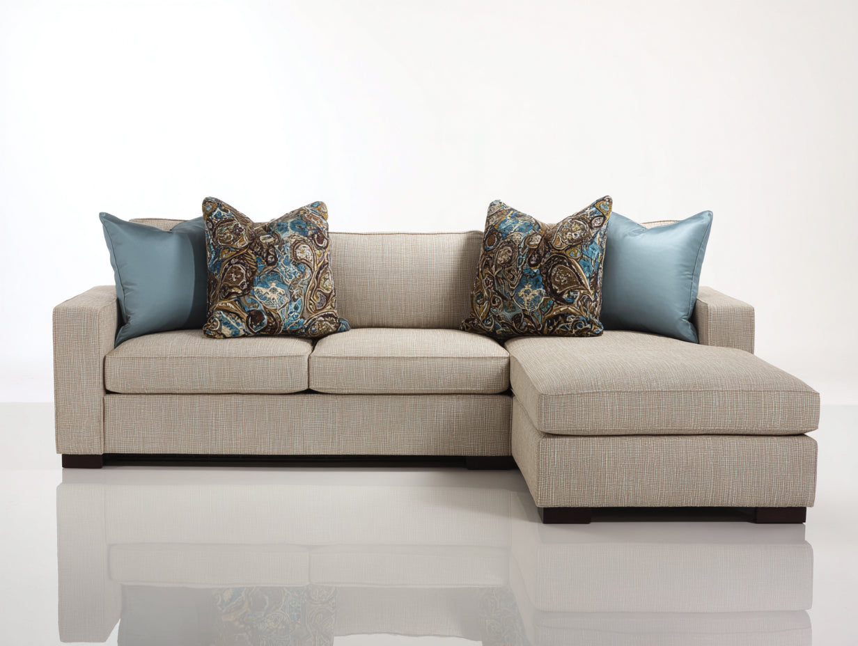 Ecksofa Webstoff 250x160x78 cm beige für Wohnzimmer - modern mit Recamiere