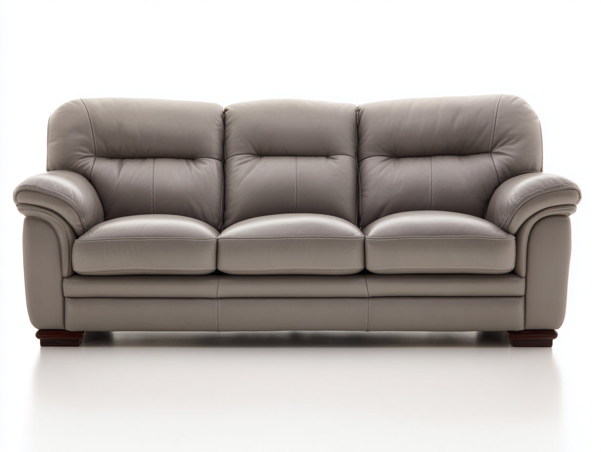 3 Sitzer Sofas Lederoptik 220x95x92 cm - Taupe - klassischer Polsterstil für Wohnzimmer